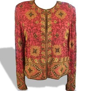 ⭐️ Vintage 90's Adrianna Papell Beaded Silk Jacket
